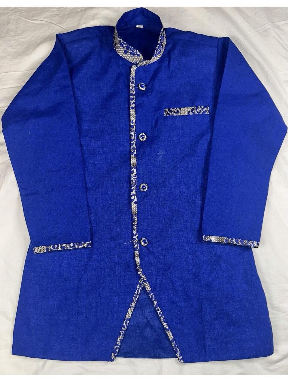 👑 Royal Blue Boys Sherwani Jacket Size 6 Made in India 👑